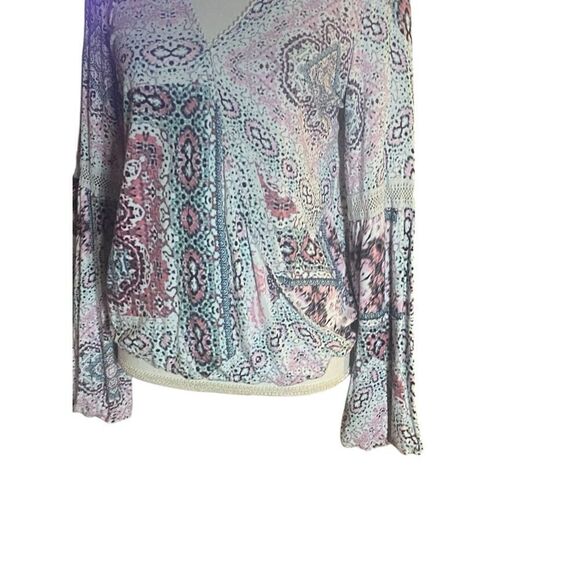 Haute Hippie Womens Pink Black Print Malia Surplice Faux Wrap Knit Top Small - Picture 3 of 6